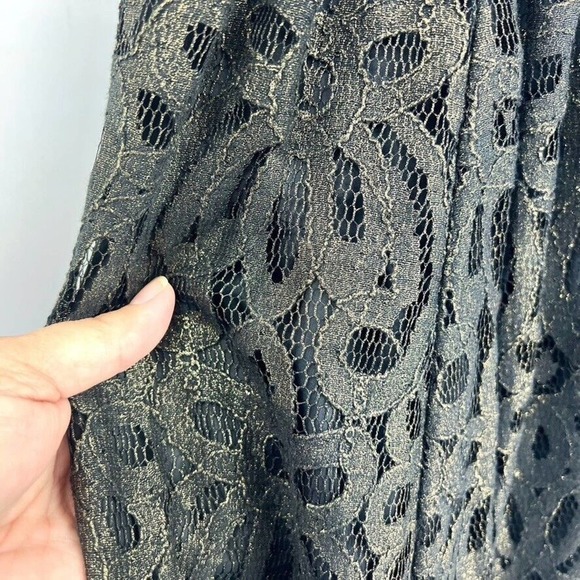 ANTHROPOLOGIE TRACY REESE Lace Dress Party Formal Black Gold SIZE US 4 - Picture 4 of 9